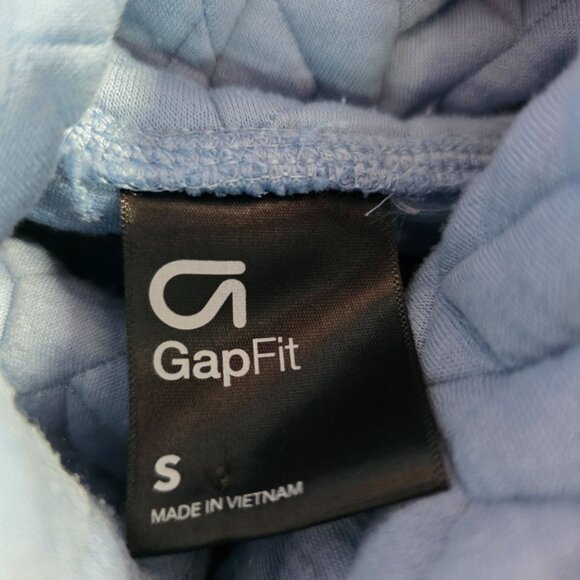 Womens GapFit Quilted Light Blue Turtleneck Sweatshirt Polyester Stretch Size S - Picture 2 of 7